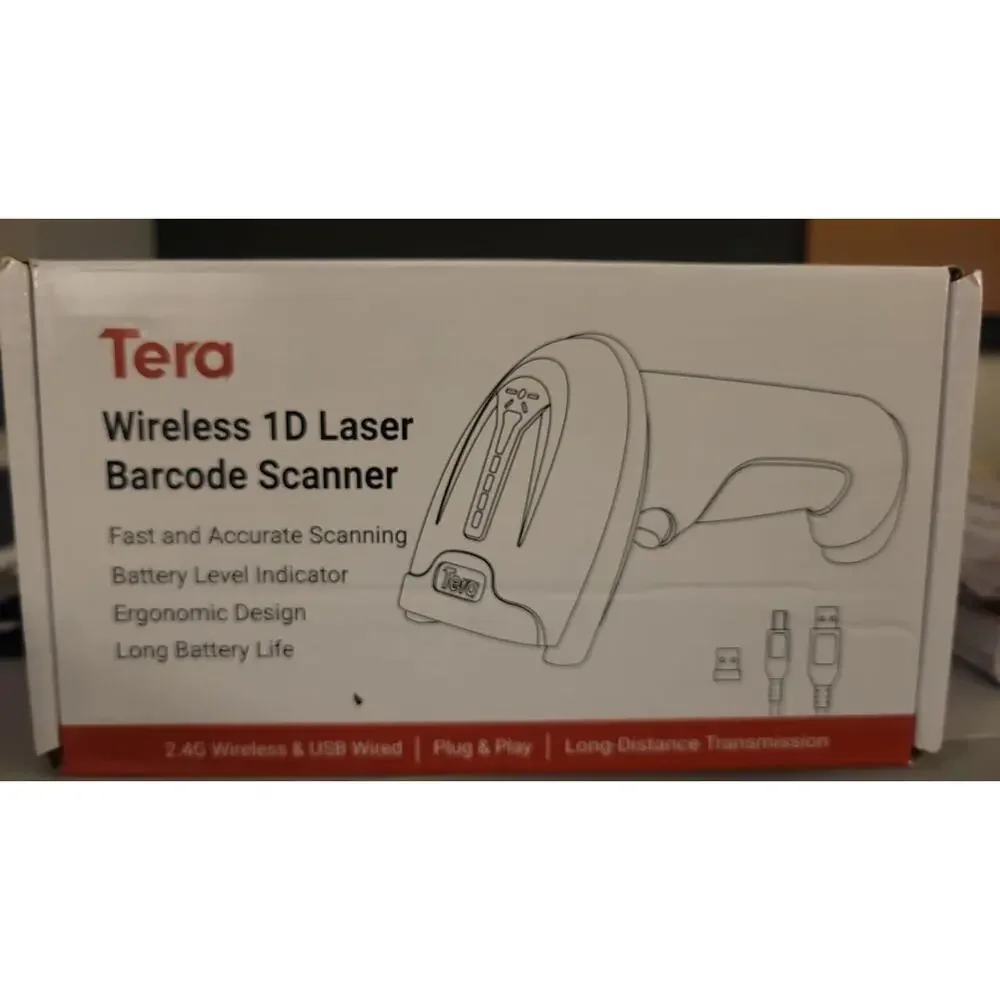 Tera 1D‎ Barcode Scanner Wireless and Wired W/Battery Level Indicator 2.4G